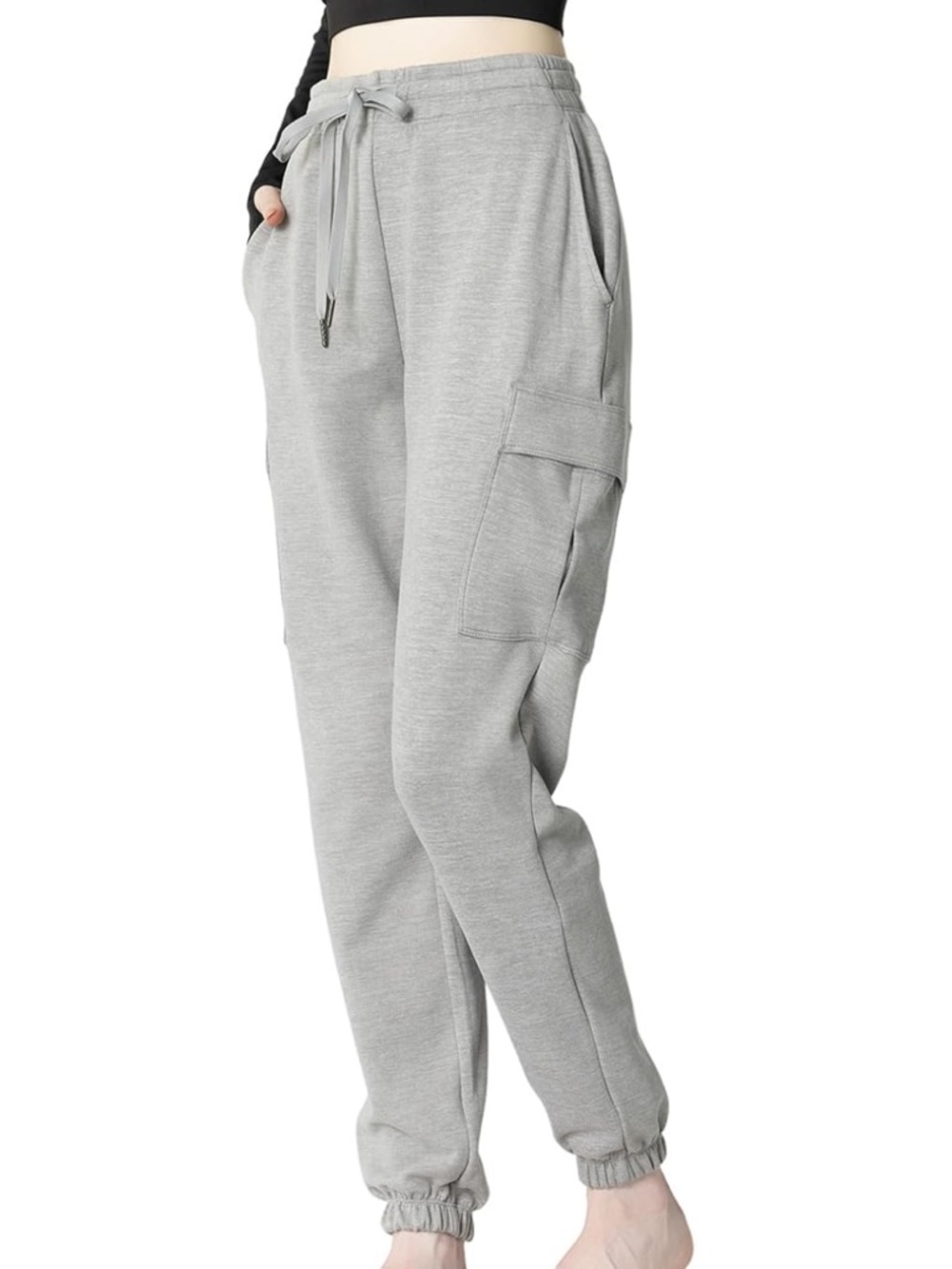 Women's Light Gray Jogger Sweatpants with Cargo Pocket